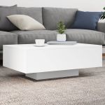 Măsuță de cafea cu lumini LED, alb, 85x55x31 cm GartenMobel Dekor