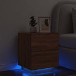 Noptieră cu lumini LED, stejar maro, lemn prelucrat GartenMobel Dekor