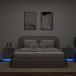 Noptiere cu lumini LED, 2 buc., gri beton, lemn prelucrat GartenMobel Dekor