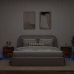 Noptiere cu lumini LED, 2 buc., stejar fumuriu, lemn prelucrat GartenMobel Dekor