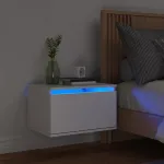 Noptieră montată pe perete cu lumini LED, alb GartenMobel Dekor