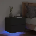 Noptieră montată pe perete cu lumini LED, negru GartenMobel Dekor