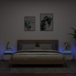 Noptiere cu lumini LED, 2 buc., alb, 40x39x48,5 cm GartenMobel Dekor