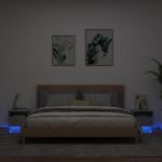 Noptiere cu lumini LED, 2 buc., gri beton, 40x39x37 cm GartenMobel Dekor