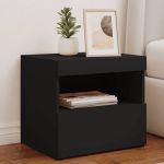 Noptiere cu lumini LED, 2 buc., negru, 50x40x45 cm GartenMobel Dekor