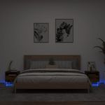 Noptiere cu lumini LED, 2 buc., stejar fumuriu, 40x39x37 cm GartenMobel Dekor