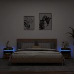 Noptiere cu lumini LED, 2 buc., stejar fumuriu, 40x39x48,5 cm GartenMobel Dekor