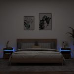 Noptiere cu lumini LED, 2 buc., stejar maro, 40x39x48,5 cm GartenMobel Dekor