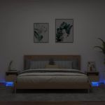 Noptiere cu lumini LED, 2 buc., stejar sonoma, 40x39x37 cm GartenMobel Dekor