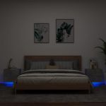 Noptiere montate pe perete cu lumini LED, 2 buc., gri beton GartenMobel Dekor