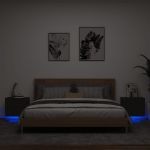Noptiere montate pe perete cu lumini LED, 2 buc., negru GartenMobel Dekor
