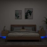 Noptiere montate pe perete cu lumini LED, 2 buc., stejar sonoma GartenMobel Dekor