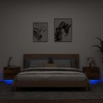 Noptiere montate pe perete cu lumini LED, 2 buc.,stejar fumuriu GartenMobel Dekor