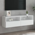 Comodă TV de perete, alb, 100x30x30 cm, lemn prelucrat GartenMobel Dekor