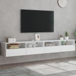 Dulapuri TV de perete 2 buc. alb 100x30x30 cm lemn compozit GartenMobel Dekor