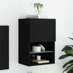 Comodă TV cu lumini LED, negru, 40,5x30x60 cm GartenMobel Dekor