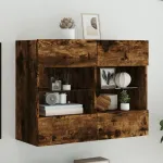 Comodă TV de perete cu LED, stejar fumuriu, 78,5x30x60,5 cm GartenMobel Dekor