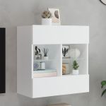 Comodă TV de perete cu lumini LED, alb, 58,5x30x60,5 cm GartenMobel Dekor