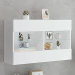 Comodă TV de perete cu lumini LED, alb, 98,5x30x60,5 cm GartenMobel Dekor