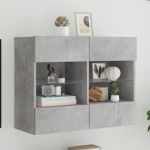 Comodă TV de perete cu lumini LED, gri beton, 78,5x30x60,5 cm GartenMobel Dekor