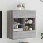 Comodă TV de perete cu lumini LED, gri sonoma, 58,5x30x60,5 cm GartenMobel Dekor