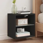 Noptieră cu lumini LED montată pe perete, negru GartenMobel Dekor
