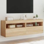 Comodă TV de perete cu LED, 2 buc. stejar sonoma, 60x30x40 cm GartenMobel Dekor