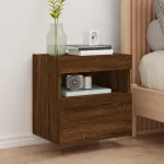 Comodă TV de perete cu lumini LED, stejar maro, 40x30x40 cm GartenMobel Dekor