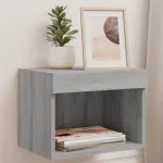 Noptiere cu lumini LED montate pe perete, 2 buc.,stejar fumuriu GartenMobel Dekor