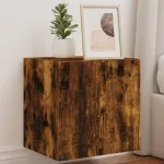 Comodă TV de perete cu LED, 2 buc. stejar fumuriu, 40,5x35x40cm GartenMobel Dekor
