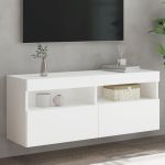 Comodă TV de perete cu lumini LED, alb, 100x30x40 cm GartenMobel Dekor