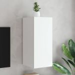 Comodă TV de perete cu lumini LED, alb, 30,5x35x70 cm GartenMobel Dekor