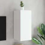 Comodă TV de perete cu lumini LED, alb, 30,5x35x70 cm GartenMobel Dekor