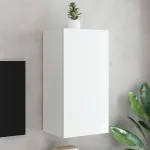Comodă TV de perete cu lumini LED, alb, 40,5x35x80 cm GartenMobel Dekor