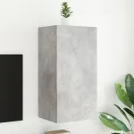 Comodă TV de perete cu lumini LED, gri beton, 40,5x35x80 cm GartenMobel Dekor