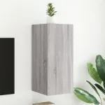 Comodă TV de perete cu lumini LED, gri sonoma, 30,5x35x70 cm GartenMobel Dekor