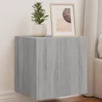 Comodă TV de perete cu lumini LED, gri sonoma, 40,5x35x40 cm GartenMobel Dekor
