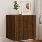 Comodă TV de perete cu lumini LED, stejar maro, 40,5x35x40 cm GartenMobel Dekor