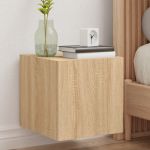 Comodă TV de perete cu lumini LED, stejar sonoma, 30,5x35x30 cm GartenMobel Dekor