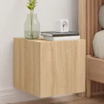 Comodă TV de perete cu lumini LED, stejar sonoma, 30,5x35x30 cm GartenMobel Dekor