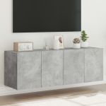 Comode TV de perete cu lumini LED 2 buc. gri beton 60x35x41 cm GartenMobel Dekor