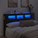 Tăblie de pat cu LED, negru, 180x18,5x103,5 cm, lemn GartenMobel Dekor