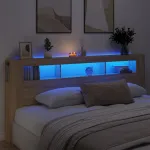 Tăblie de pat cu LED, stejar sonoma, 220x18,5x103,5 cm, lemn GartenMobel Dekor