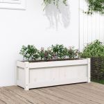 Jardinieră de grădină, alb, 90x31x31 cm, lemn masiv de pin GartenMobel Dekor