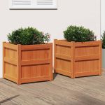 Jardiniere de grădină, 2 buc., maro ceruit, lemn masiv de pin GartenMobel Dekor