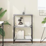 Bibliotecă 3 niveluri gri sonoma 59x35x90,5 cm, lemn prelucrat GartenMobel Dekor