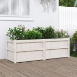 Jardinieră de grădină, alb, 150x50x50 cm, lemn masiv de pin GartenMobel Dekor