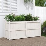 Jardinieră de grădină, alb, 150x50x70 cm, lemn masiv de pin GartenMobel Dekor