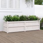 Jardinieră de grădină, alb, 180x50x50 cm, lemn masiv de pin GartenMobel Dekor