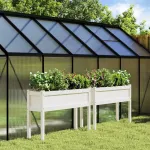 Jardiniere de grădină cu picioare 2 buc. alb lemn masiv de pin GartenMobel Dekor